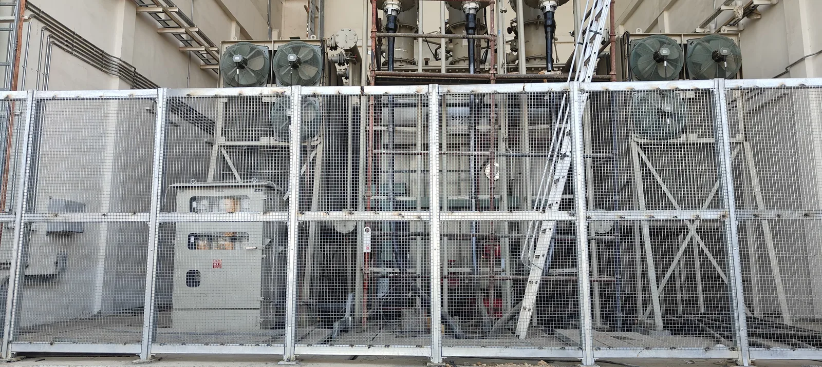 Galvanised Nexus Indus-Shield mesh panels enclosing transformer equipment at the Micron site, Tata Projects